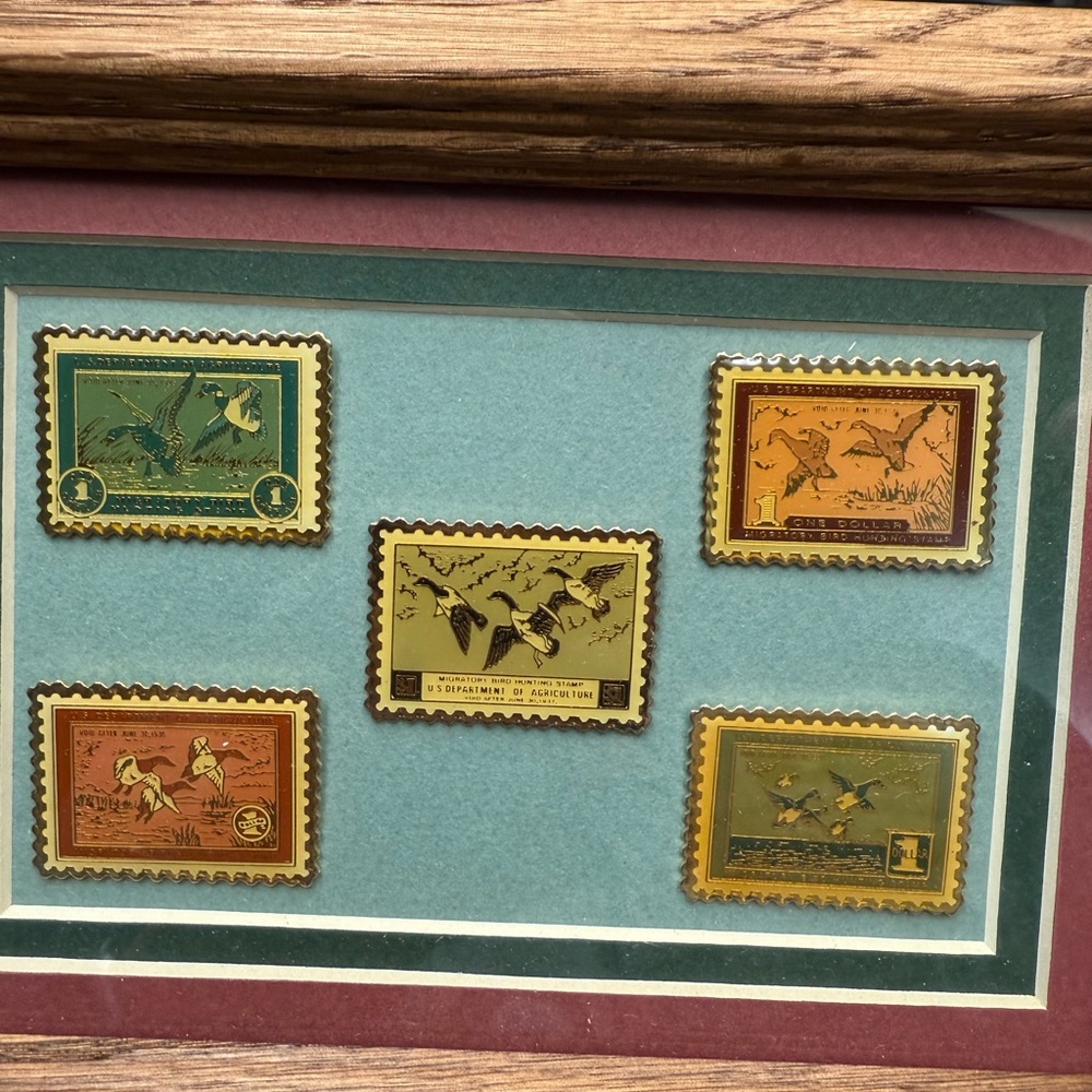 USPS Framed Collection of Vintage Duck Stamp Pins